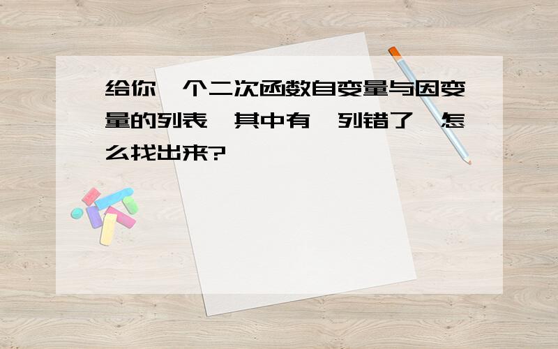 给你一个二次函数自变量与因变量的列表,其中有一列错了,怎么找出来?