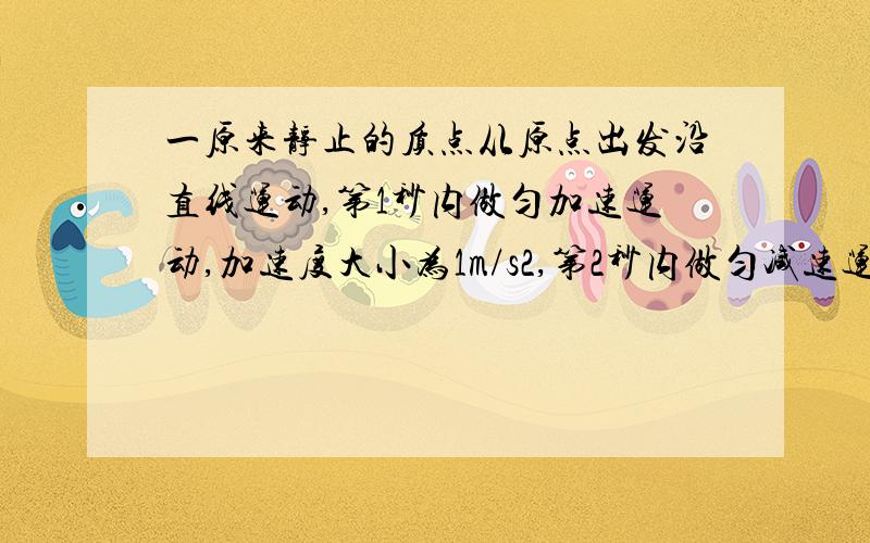 一原来静止的质点从原点出发沿直线运动,第1秒内做匀加速运动,加速度大小为1m/s2,第2秒内做匀减速运动,加速度大小不变,第3秒内又做匀加速运动,如此交替重复,100秒末,该质点到原点的距离是