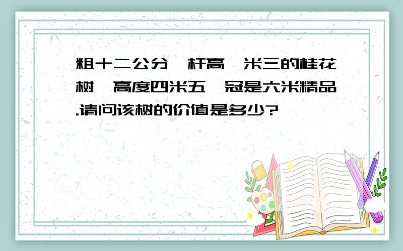 粗十二公分,杆高一米三的桂花树,高度四米五,冠是六米精品.请问该树的价值是多少?