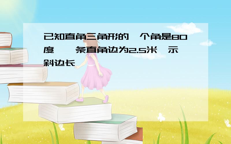 已知直角三角形的一个角是80度,一条直角边为2.5米,示斜边长