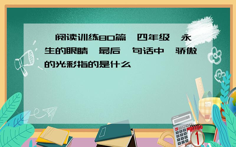 《阅读训练80篇》四年级《永生的眼睛》最后一句话中,骄傲的光彩指的是什么