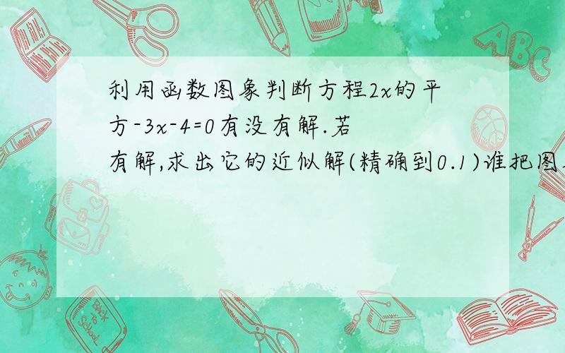 利用函数图象判断方程2x的平方-3x-4=0有没有解.若有解,求出它的近似解(精确到0.1)谁把图象画给我,或者告诉我哪些点