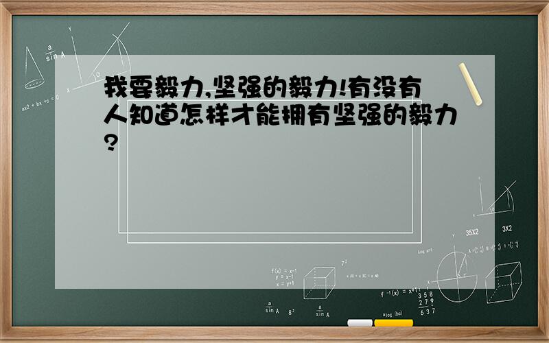 我要毅力,坚强的毅力!有没有人知道怎样才能拥有坚强的毅力?