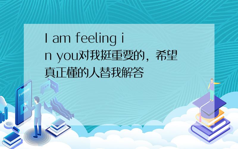 I am feeling in you对我挺重要的，希望真正懂的人替我解答