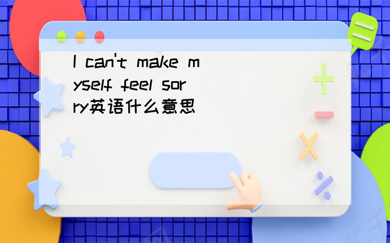 I can't make myself feel sorry英语什么意思