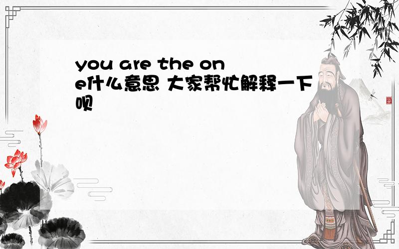 you are the one什么意思 大家帮忙解释一下呗