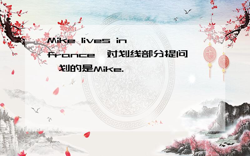 Mike lives in france,对划线部分提问,划的是Mike.