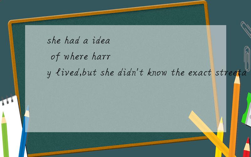 she had a idea of where harry lived,but she didn't know the exact streeta completeb combinedc contributedd concerned