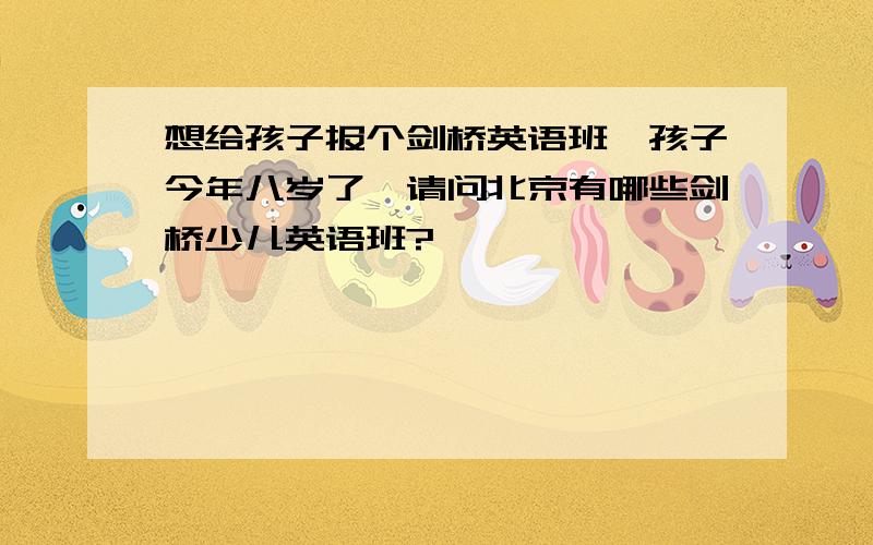 想给孩子报个剑桥英语班,孩子今年八岁了,请问北京有哪些剑桥少儿英语班?