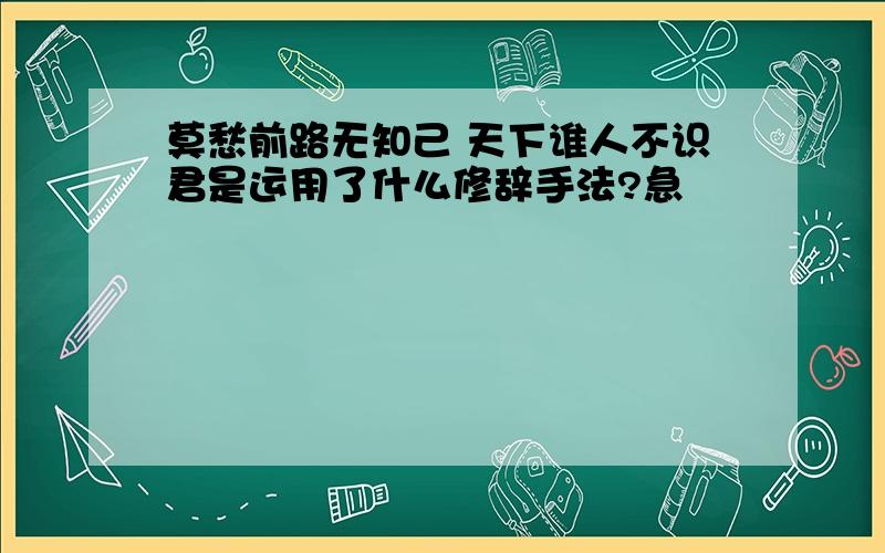 莫愁前路无知己 天下谁人不识君是运用了什么修辞手法?急