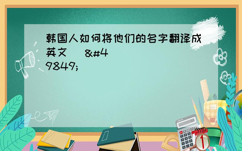 韩国人如何将他们的名字翻译成英文 박승용