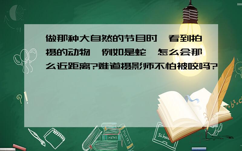 做那种大自然的节目时,看到拍摄的动物,例如是蛇,怎么会那么近距离?难道摄影师不怕被咬吗?