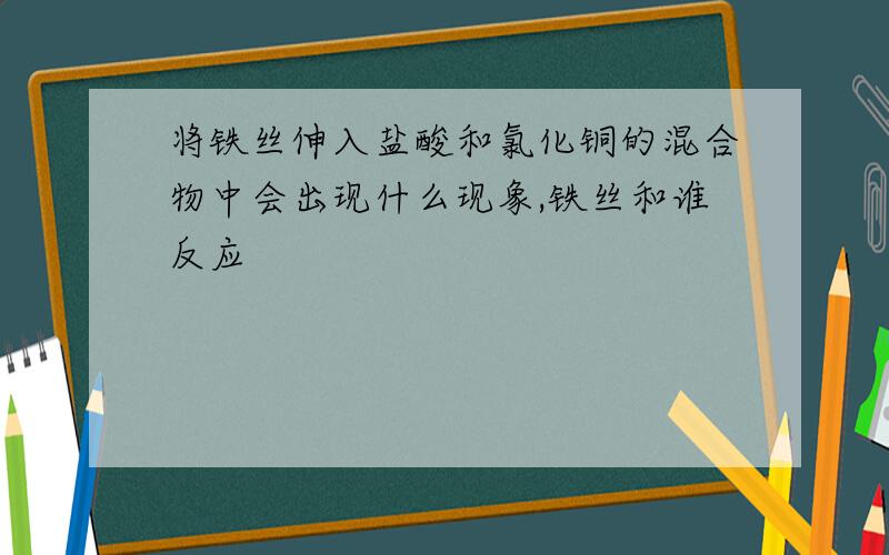 将铁丝伸入盐酸和氯化铜的混合物中会出现什么现象,铁丝和谁反应