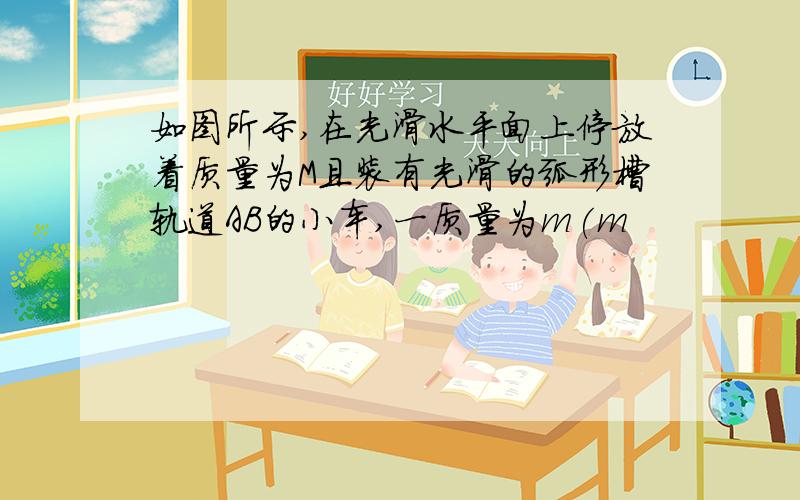 如图所示,在光滑水平面上停放着质量为M且装有光滑的弧形槽轨道AB的小车,一质量为m(m