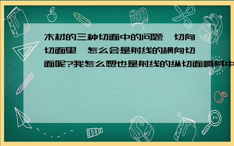 木材的三种切面中的问题,切向切面里,怎么会是射线的横向切面呢?我怎么想也是射线的纵切面啊其中径向切面和纵向切面的区别在哪里