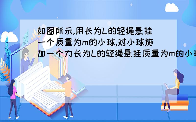 如图所示,用长为L的轻绳悬挂一个质量为m的小球,对小球施加一个力长为L的轻绳悬挂质量为m的小球,对小球再施加一个力,使绳与竖直方向成b角并绷直,小球处于静止,此力最小为A.mgsinb B.mgcosb C.