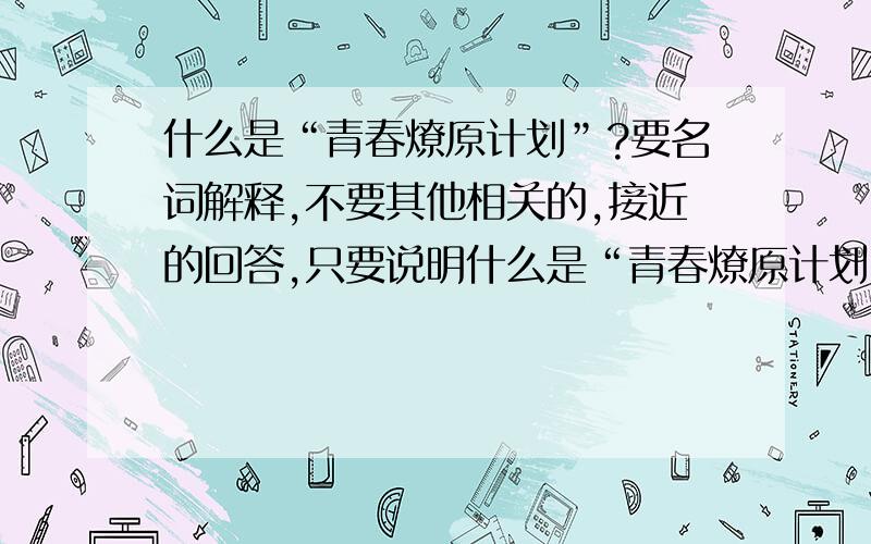 什么是“青春燎原计划”?要名词解释,不要其他相关的,接近的回答,只要说明什么是“青春燎原计划”