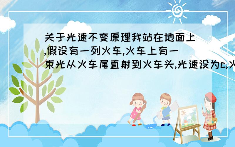 关于光速不变原理我站在地面上,假设有一列火车,火车上有一束光从火车尾直射到火车头,光速设为c,火车的速度设为u,当u=0.9c的时候,我在地面上看,光速为什么不是1.9倍光速?而还是1倍光速?说