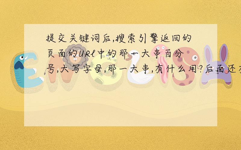 提交关键词后,搜索引擎返回的页面的URl中的那一大串百分号,大写字母,那一大串,有什么用?后面还有等号,请问sun449036002 ,意思是说,提交的关键词是中文,返回的页面链接中就含有一大串百分号