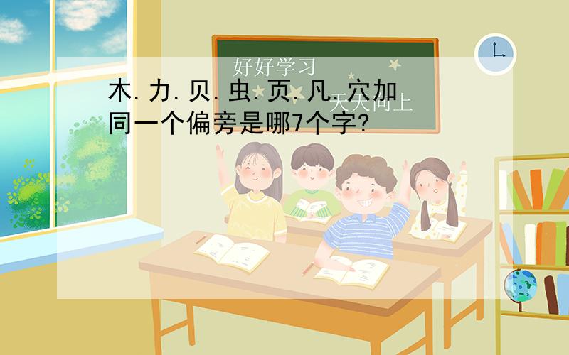 木.力.贝.虫.页.凡.穴加同一个偏旁是哪7个字?