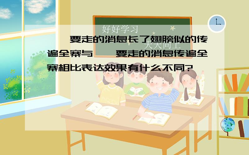 嘎羧要走的消息长了翅膀似的传遍全寨与嘎羧要走的消息传遍全寨相比表达效果有什么不同?