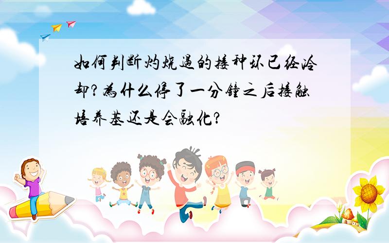 如何判断灼烧过的接种环已经冷却?为什么停了一分钟之后接触培养基还是会融化?