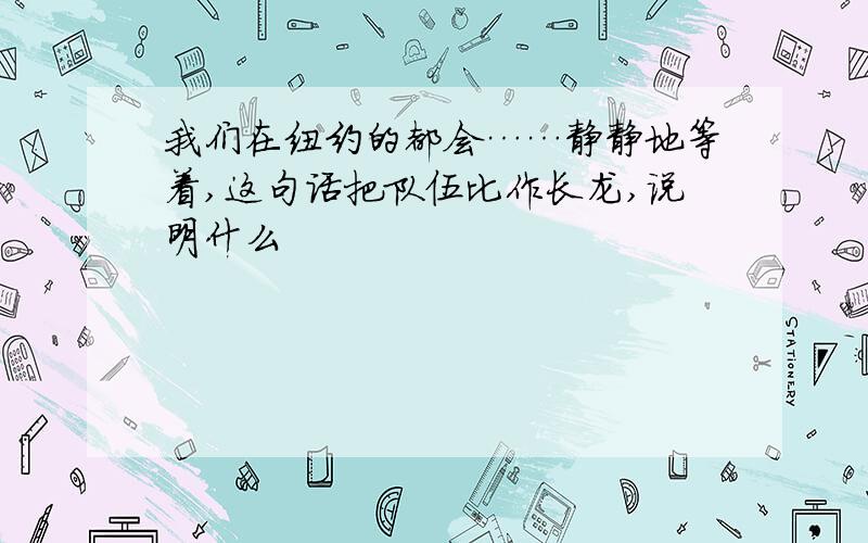 我们在纽约的都会……静静地等着,这句话把队伍比作长龙,说明什么