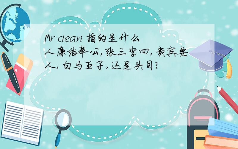 Mr clean 指的是什么人廉洁奉公,张三李四,贵宾要人,白马王子,还是头目?