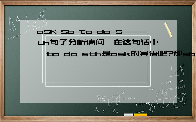 ask sb to do sth句子分析请问,在这句话中,to do sth是ask的宾语吧?那sb在这里是什么成分?