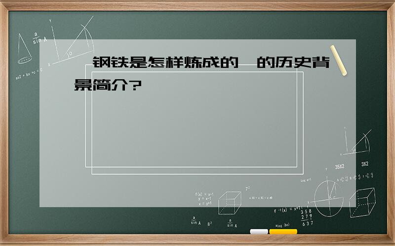 《钢铁是怎样炼成的》的历史背景简介?