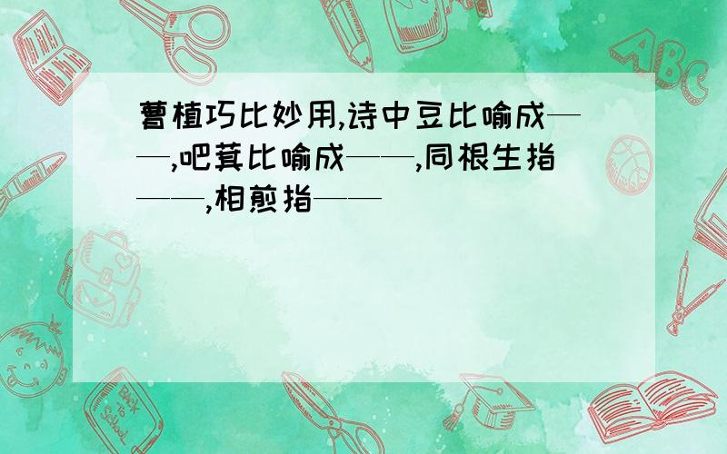 曹植巧比妙用,诗中豆比喻成——,吧萁比喻成——,同根生指——,相煎指——