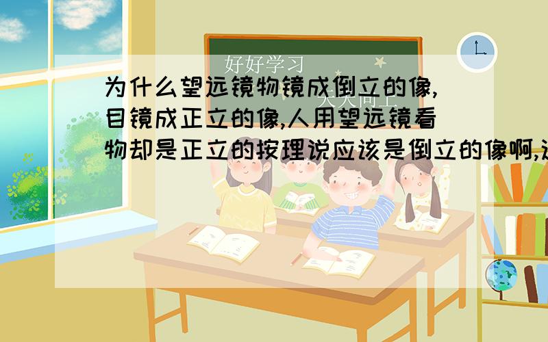 为什么望远镜物镜成倒立的像,目镜成正立的像,人用望远镜看物却是正立的按理说应该是倒立的像啊,这中间并不存在眼睛的关系吧,