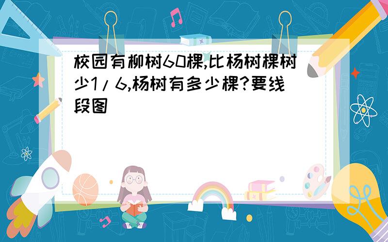 校园有柳树60棵,比杨树棵树少1/6,杨树有多少棵?要线段图