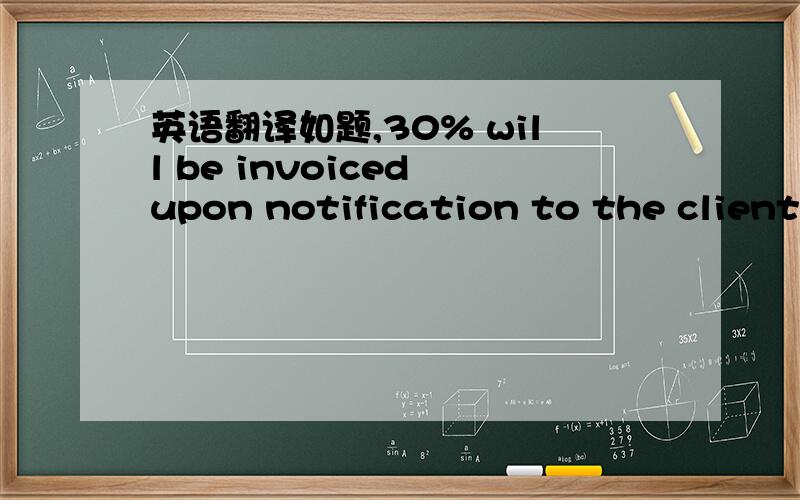 英语翻译如题,30% will be invoiced upon notification to the client of buy-off schedule supplied by wire transfer prior to shipment.还有单独的buy-off的意思