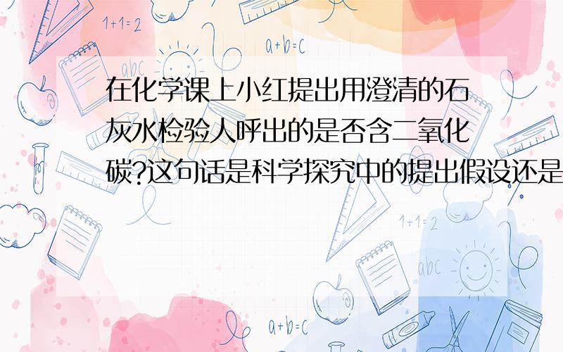 在化学课上小红提出用澄清的石灰水检验人呼出的是否含二氧化碳?这句话是科学探究中的提出假设还是设计试