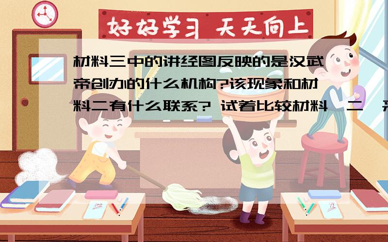 材料三中的讲经图反映的是汉武帝创办的什么机构?该现象和材料二有什么联系? 试着比较材料一二,采取措材料三中的讲经图反映的是汉武帝创办的什么机构?该现象和材料二有什么联系?试着