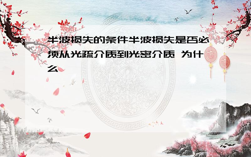 半波损失的条件半波损失是否必须从光疏介质到光密介质 为什么