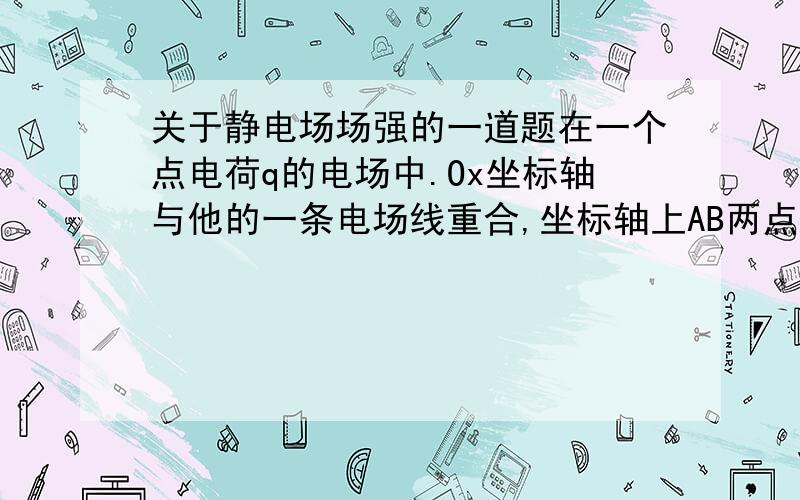 关于静电场场强的一道题在一个点电荷q的电场中.Ox坐标轴与他的一条电场线重合,坐标轴上AB两点的坐标分别为2.0m,5.0m.已知放在AB两点的试探电荷受到的电场力方向都跟X轴的正方向相同,电场