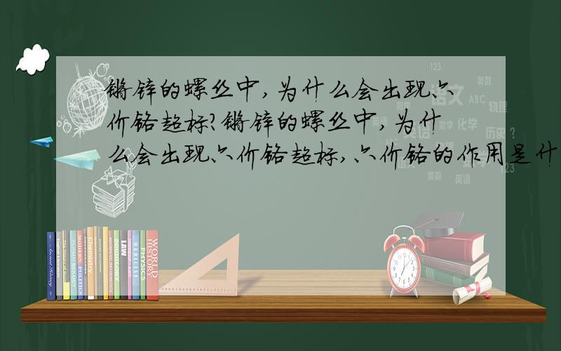 镀锌的螺丝中,为什么会出现六价铬超标?镀锌的螺丝中,为什么会出现六价铬超标,六价铬的作用是什么呢?3Q!