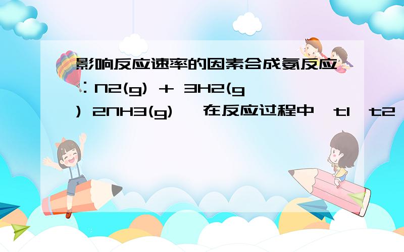 影响反应速率的因素合成氨反应：N2(g) + 3H2(g) 2NH3(g) ,在反应过程中,t1、t2、t3、t4时条件改变,正反应速率发生变化,如右图,对于可能的条件改变下列判断正确的是A．t1时可能升高了温度 B．t2时