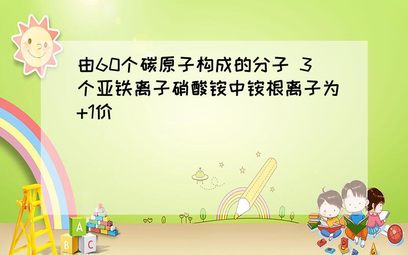 由60个碳原子构成的分子 3个亚铁离子硝酸铵中铵根离子为+1价